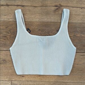 Aritzia Babaton Beige Ribbed Crop Tank Top